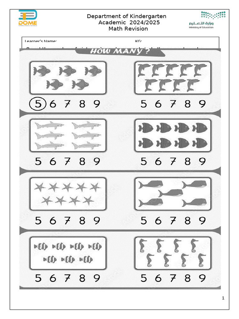 Kindergarten Math Revision 2024/2025 | PDF