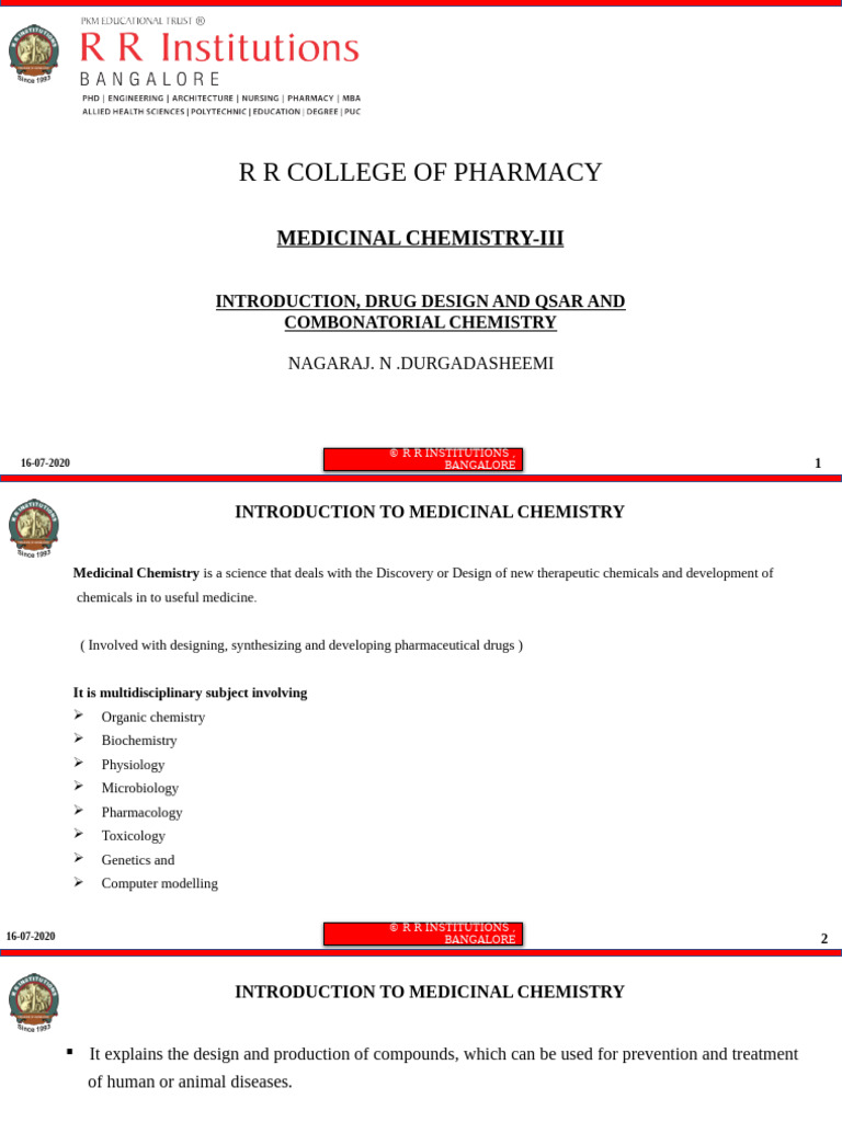 3-MC-III-Introduction & Drug Design &QSAR | PDF | Medicinal Chemistry ...