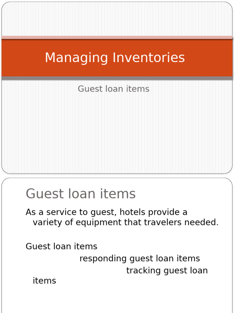 Guest Loan Item Inventory Management | PDF | Housekeeping | Machines