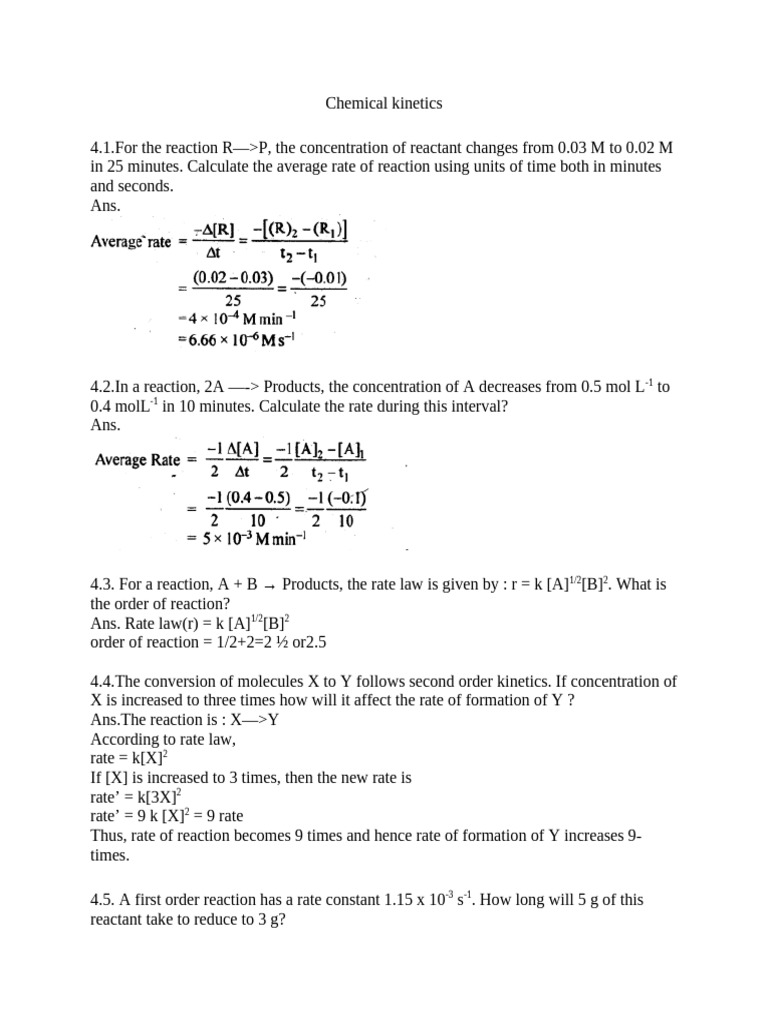 4 Chemical Kinetics | PDF | Reaction Rate | Chemical Reactions