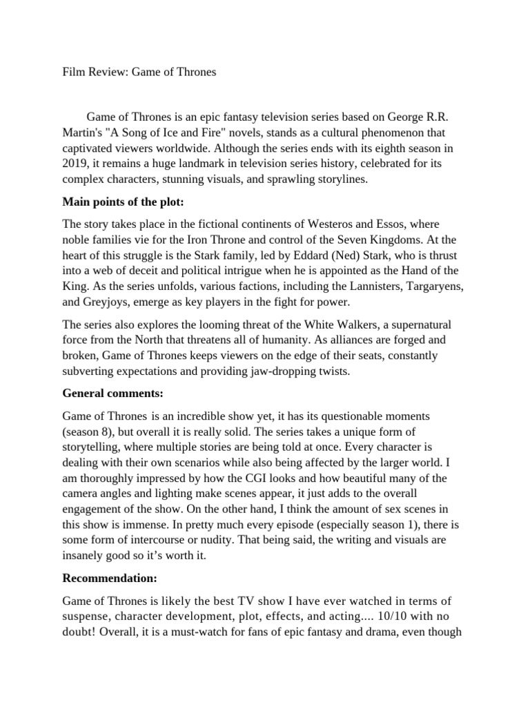 Film Review-Got | PDF | Games & Activities