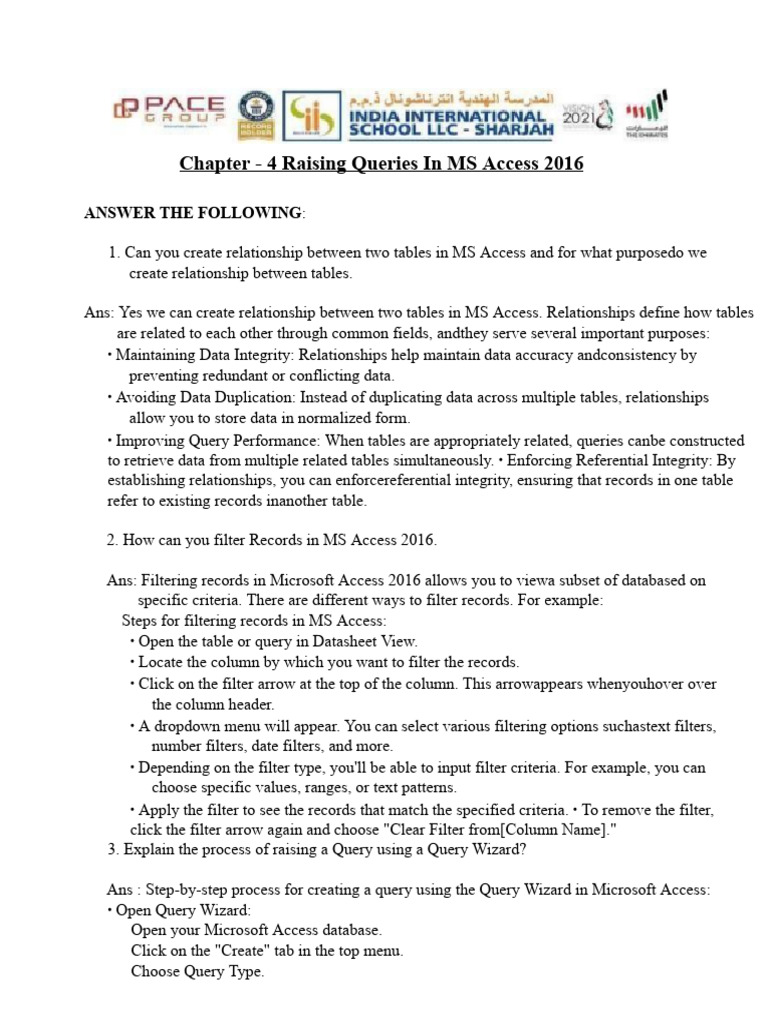 Creating Queries in Access 2016 | PDF | Microsoft Access | Databases