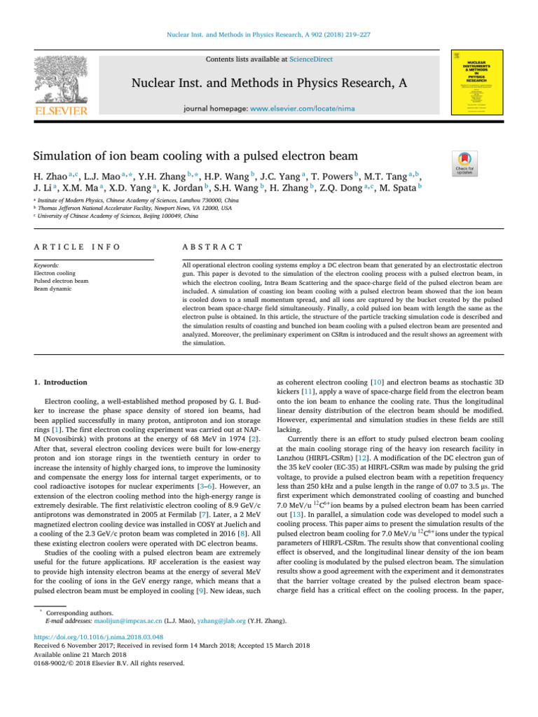 Simulation of Ion Beam 2018 Nuclear Instruments and Methods in Physics ...