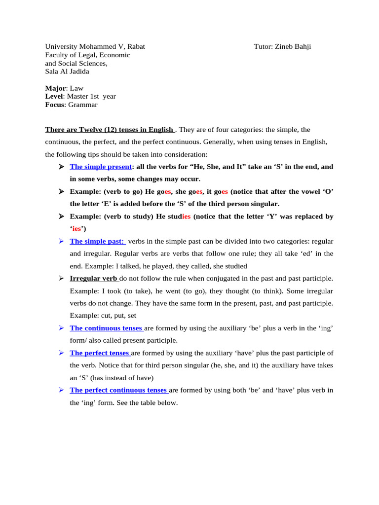 English Tenses: A Comprehensive Guide | PDF | Grammatical Tense ...