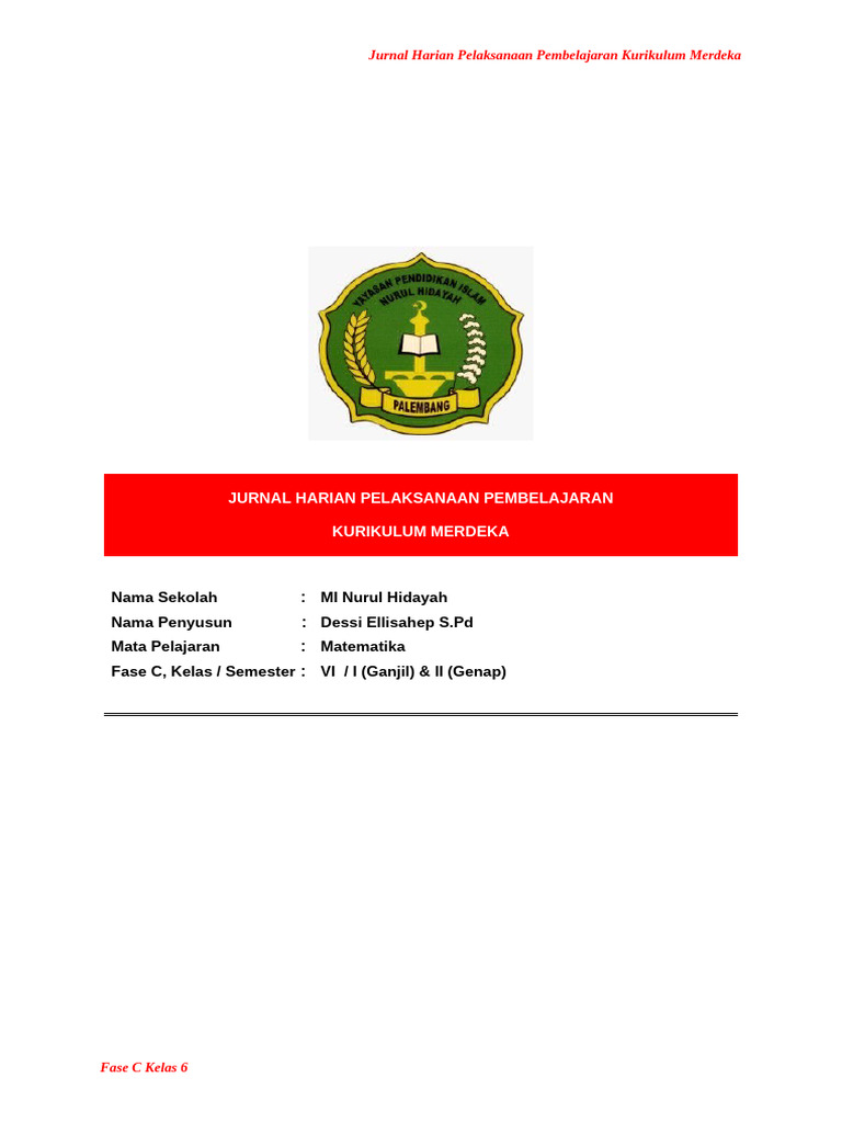 Jurnal Harian Kelas 6 Kurikulum Merdeka | PDF