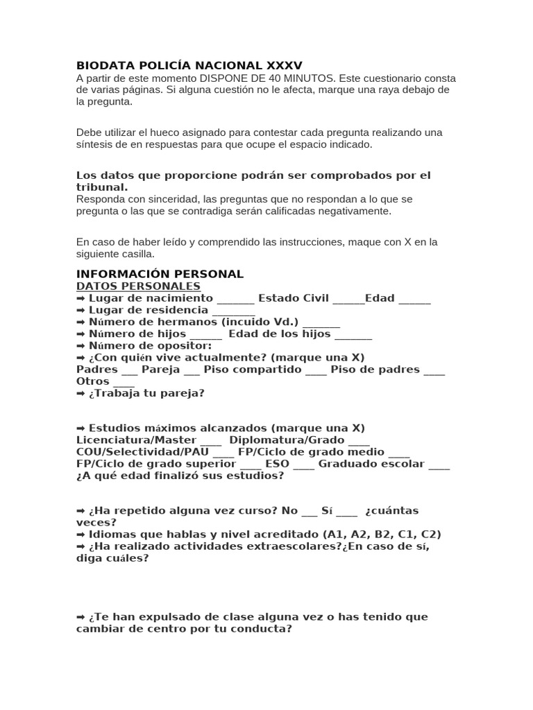 Biodata Policía Nacional 2016 | PDF | Policía