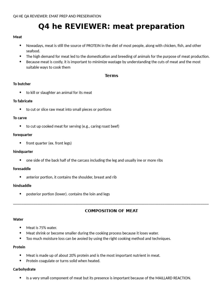 MEAT-PREP-PRESERVATION | PDF | Lamb And Mutton | Beef