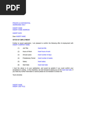 Offer of Employment Letter