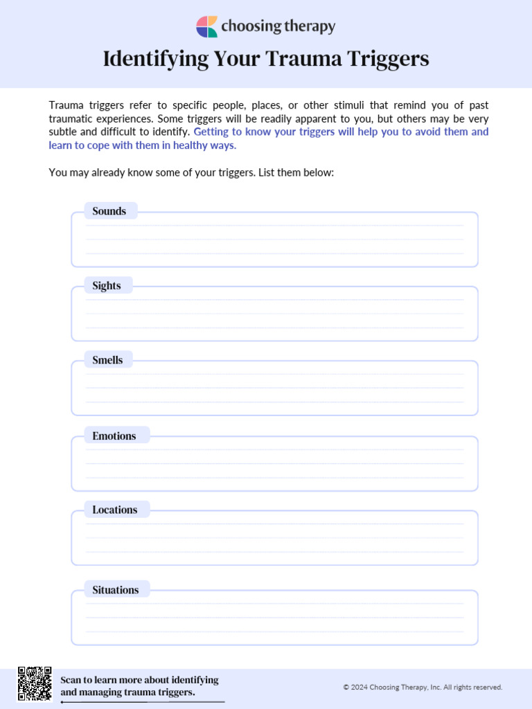Identifying your trauma triggers worksheet pdf psychological trauma