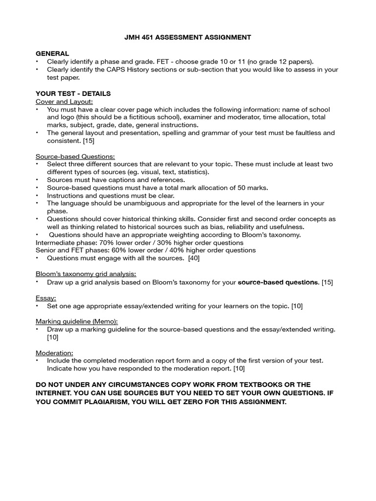 Grade 10-11 History Assessment Guide | PDF | Essays | Learning