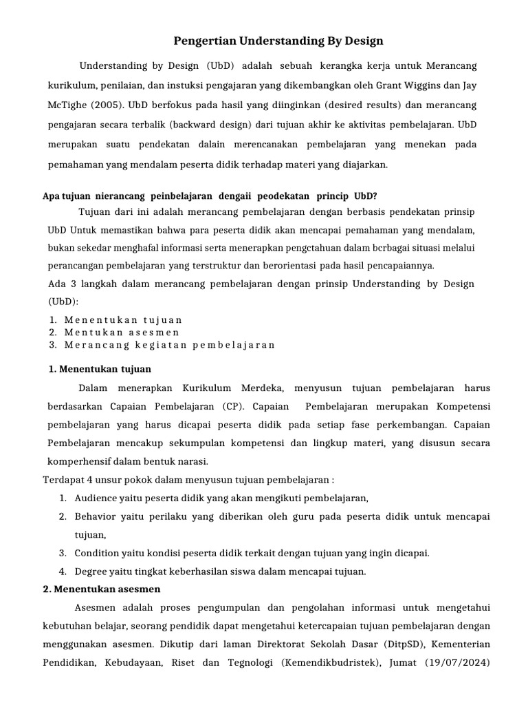 Pengertian Understanding By Design | PDF | Karier & Perkembangan ...