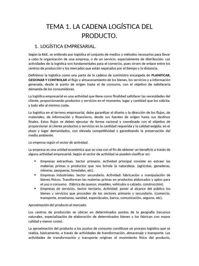 Logística Empresarial y Cadena de Suministro | PDF | Logística | Business