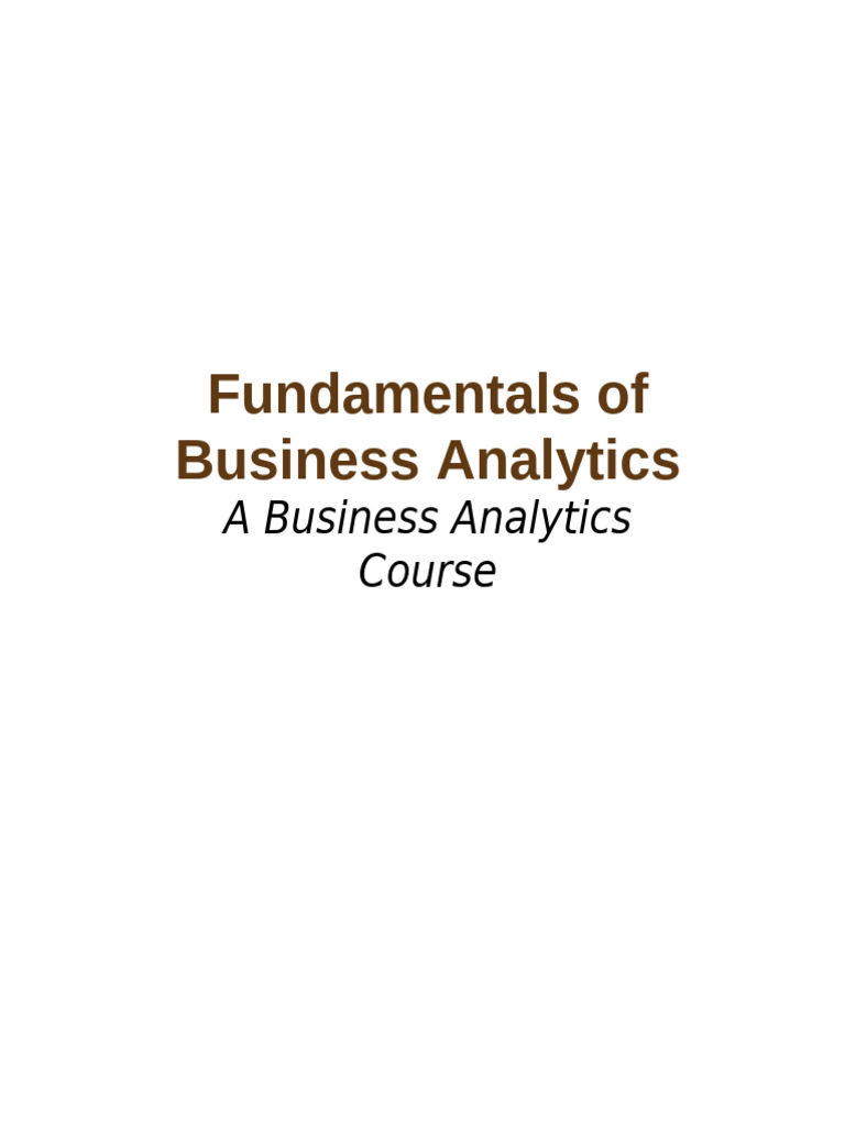Business Analytics Course Overview | PDF | Databases | Analytics