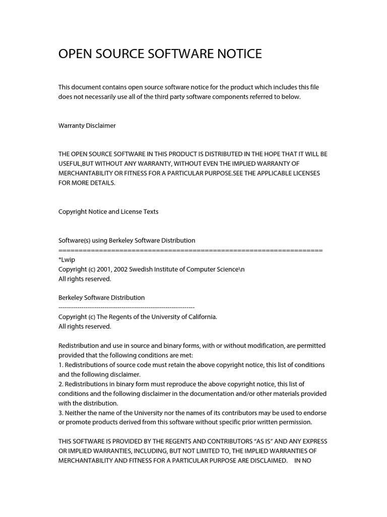 Dahua - Access Standalone - OPEN SOURCE SOFTWARE NOTICE | PDF | Legal ...
