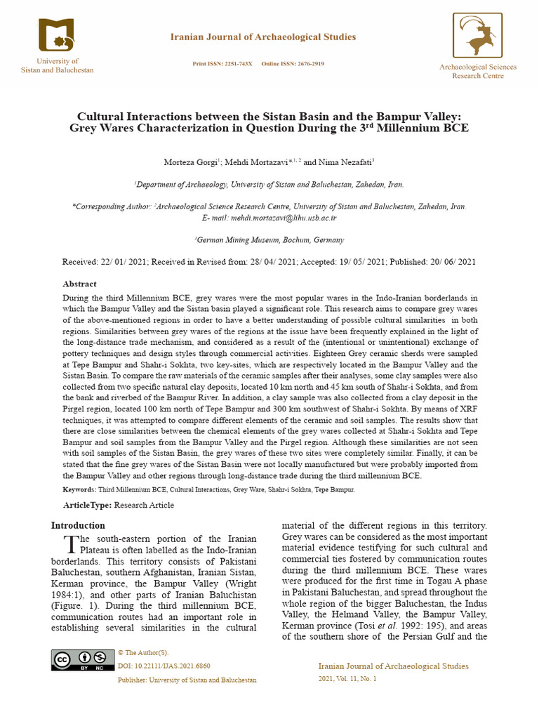 Grey Wares of Bampur and Sistan Basin | PDF | Pottery | Materials