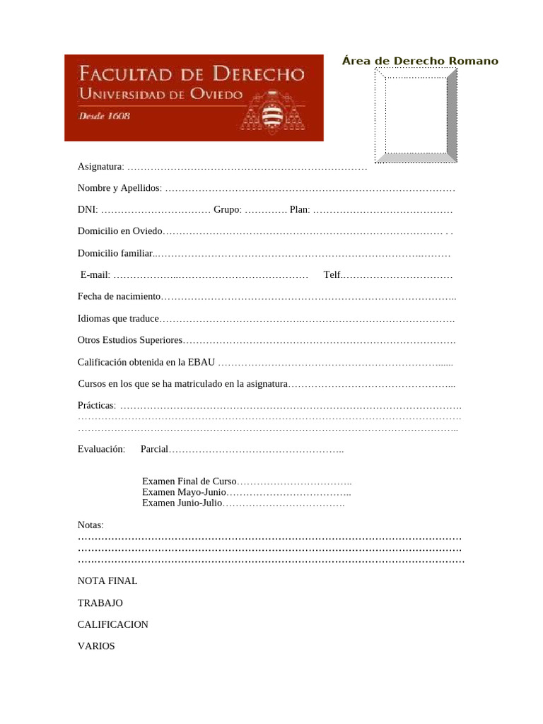Ficha del alumno.WORD. | PDF