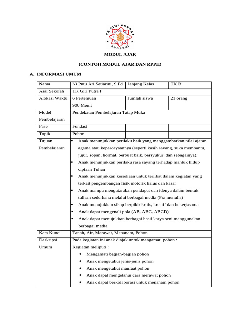 Modul ajar dan rpph pdf