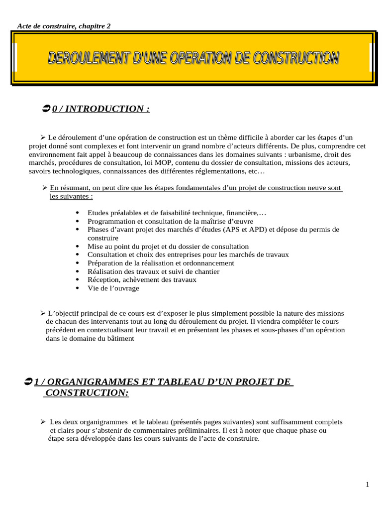 Étapes clés d'un projet de construction | PDF