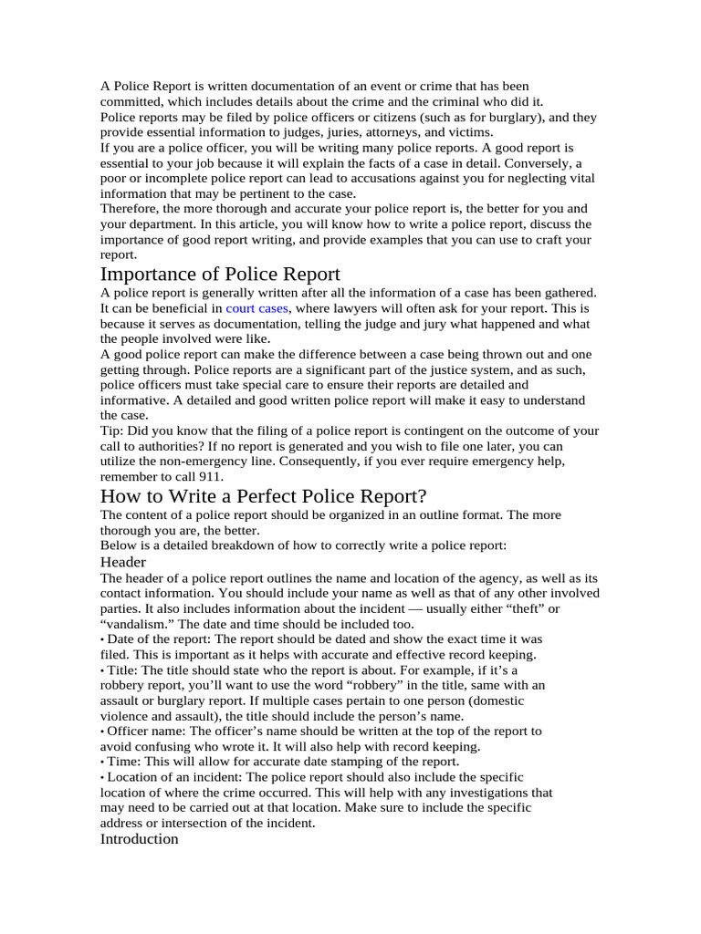 How to Write a Robbery Police Report | PDF | Complaint | Robbery