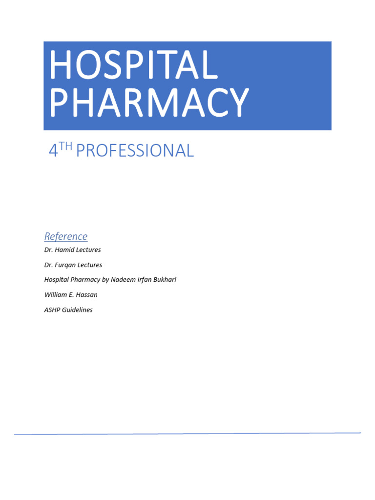 Essentials of Hospital Pharmacy Services | PDF | Pharmacy | Hospital