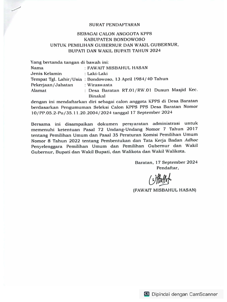 Surat Pendaftaran Pdf