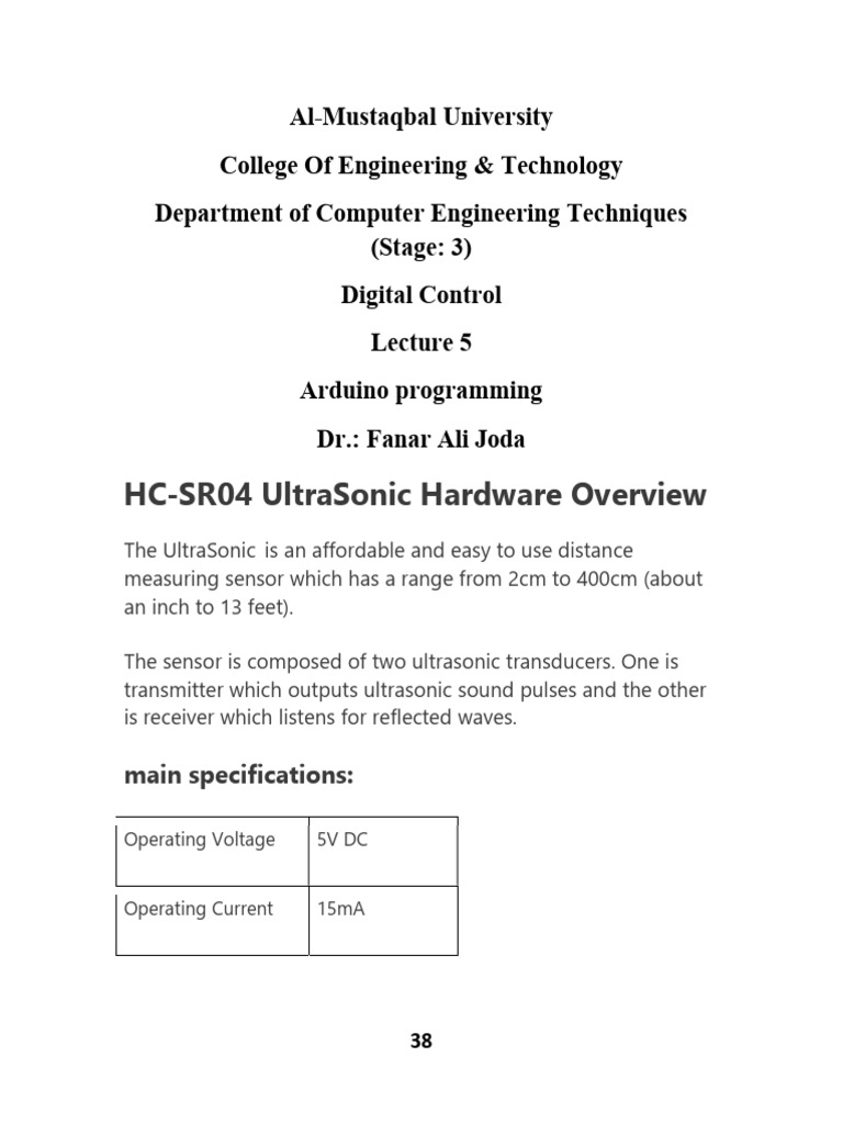 Arduino HC-SR04 Sensor Guide | PDF | Ultrasound | Electronic Engineering