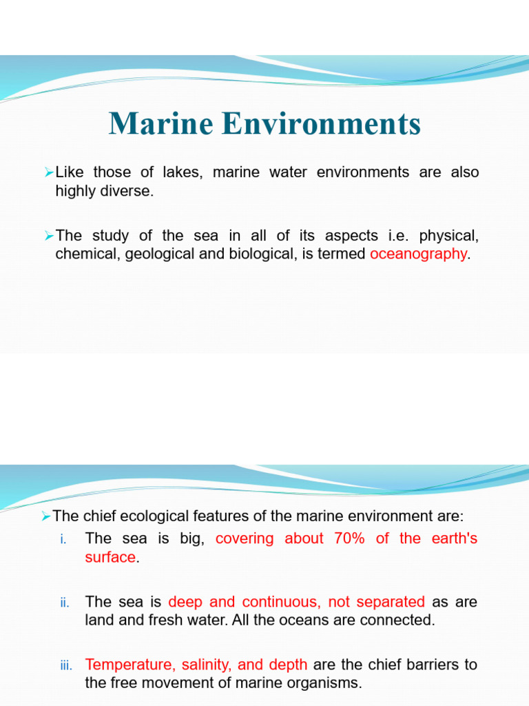 Overview of Marine and Groundwater Environments | PDF | Oceans | Sea