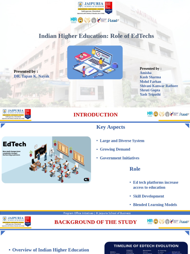 Indian Higher Education: Role of Edtechs: Presented by | PDF ...