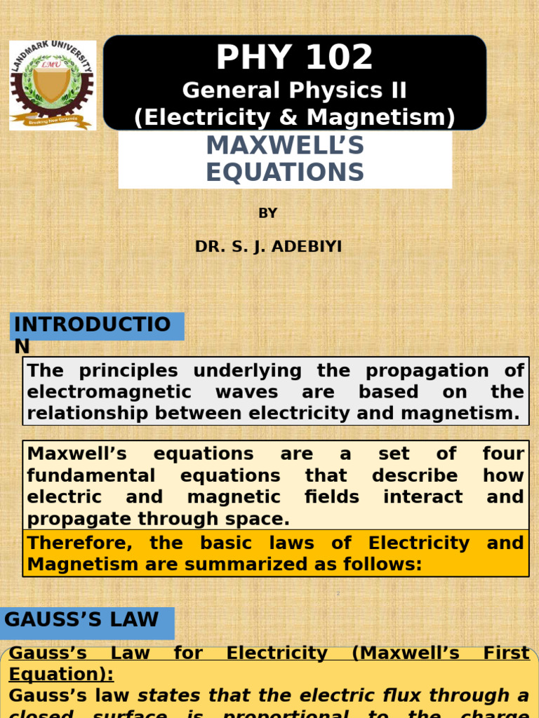 Maxwells Equations | PDF | Magnetic Field | Maxwell's Equations