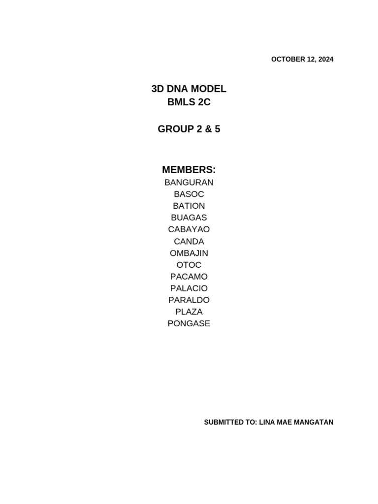 3D DNA Model Project Overview | PDF
