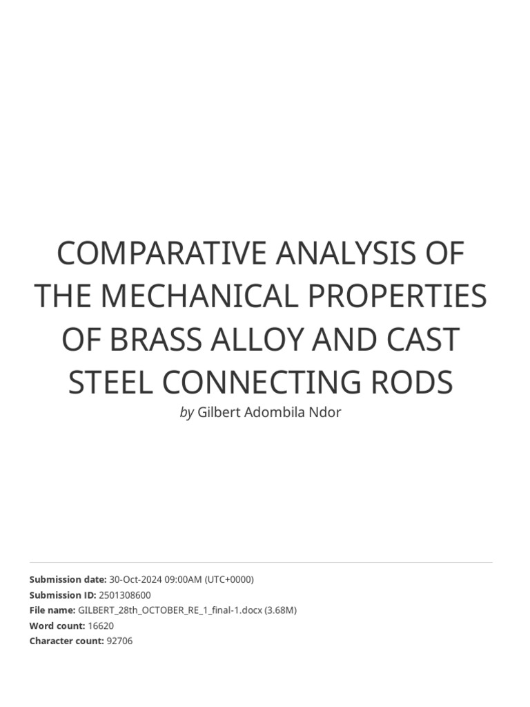 Comparative Analysis of The Mechanical Properties of Brass Alloy and ...