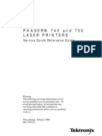 P H A S E R ® 7 4 0 A N D 7 5 0 Laser Printers: Servic e Quic K Referenc e Guide