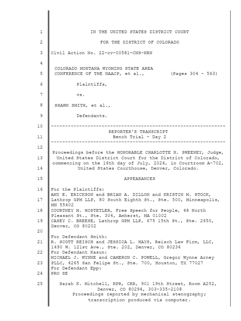 CO Deputy SoS Trial Testimony, Re: ERIC - Pg. 456 of Transcript | PDF ...