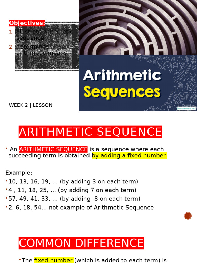 Week 2 Arithmetic Sequence and Means | PDF