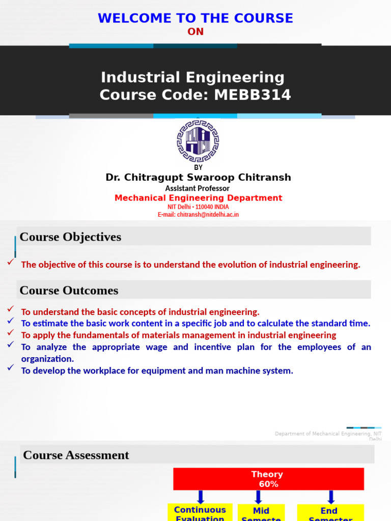 Industrial Engineering Course Overview | PDF | Industrial Engineering ...