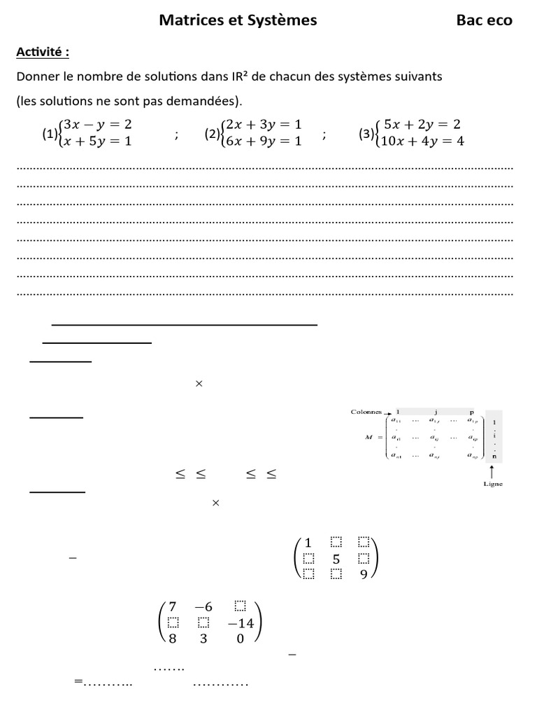Matrices et Systèmes - Bac Économie | PDF | Concepts mathématiques ...
