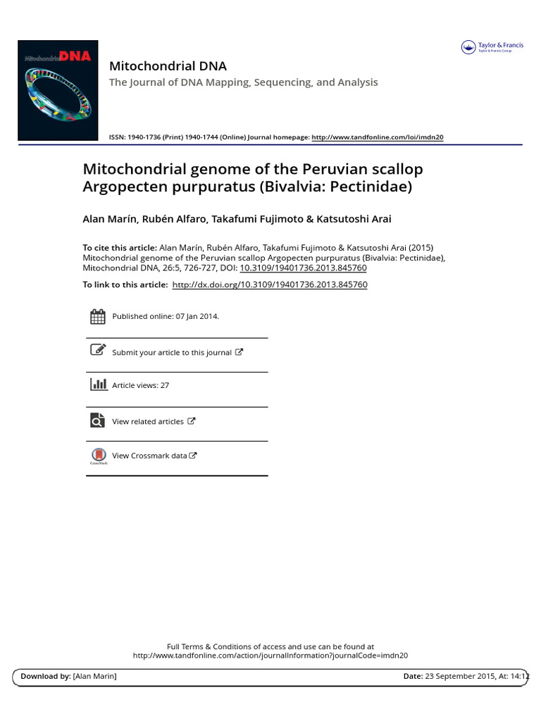 Mitochondrial Genome of Argopecten purpuratus | PDF | Mitochondrial Dna ...