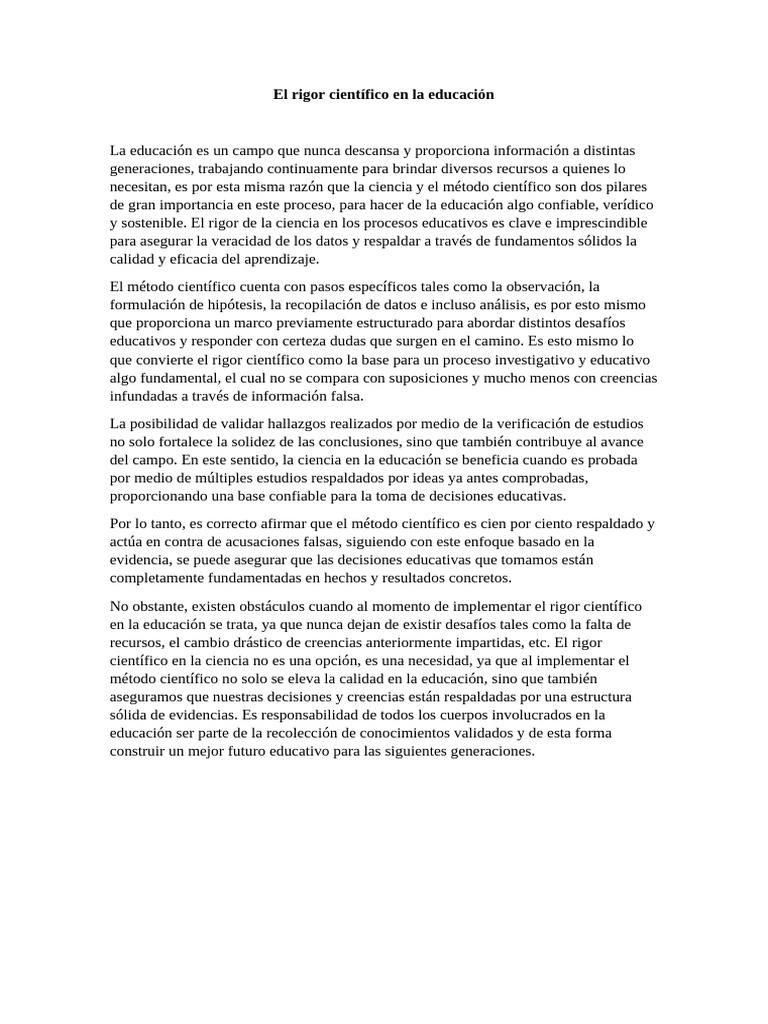 Rigor científico en la educación | PDF | Método científico | Science