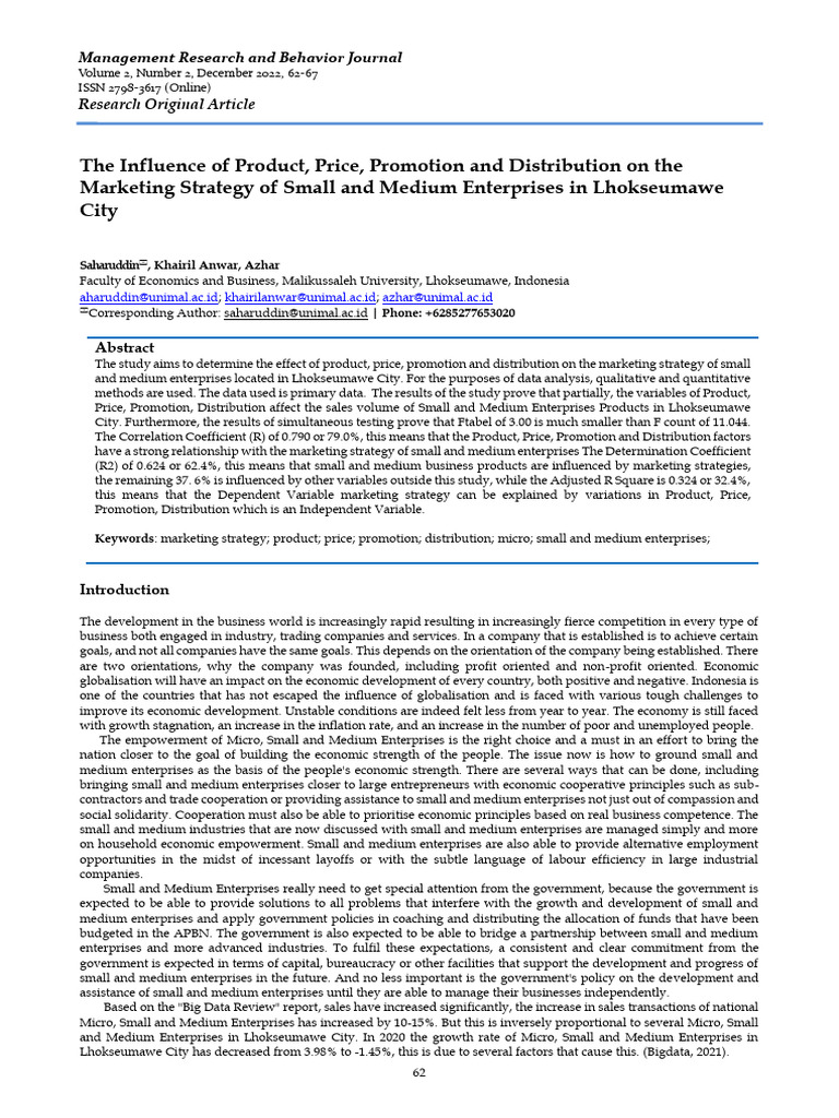 The Influence of Product Price Promotion and Distr | PDF | Product ...