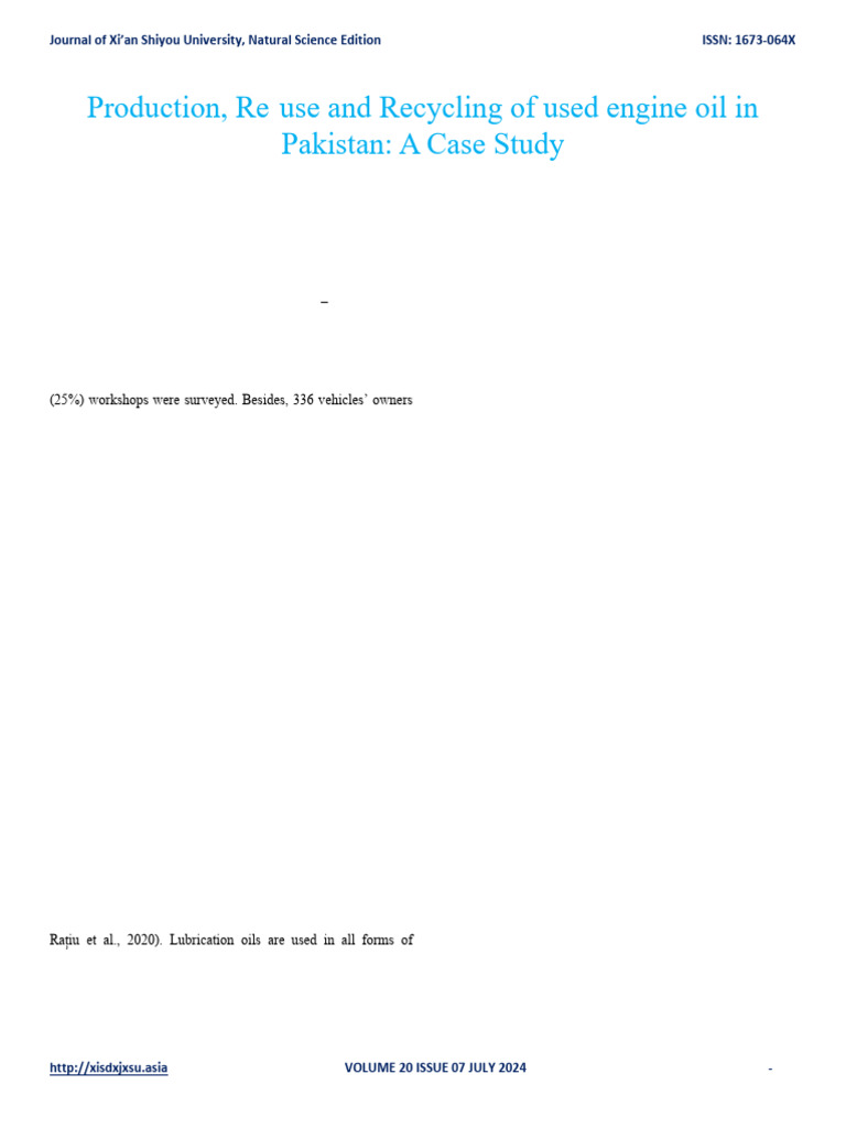 15-Production, Re-use and Recycling of Used Engine Oil | PDF | Motor ...