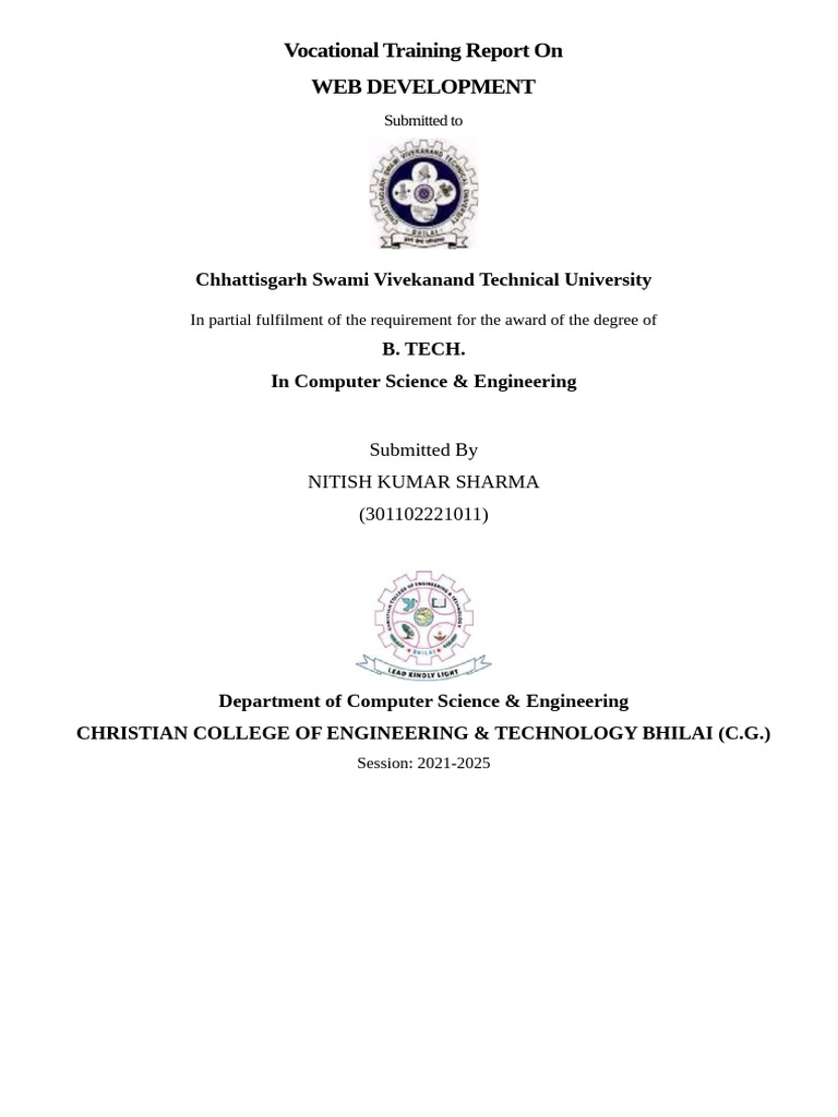 Web Development Training Report | PDF | World Wide Web | Internet & Web