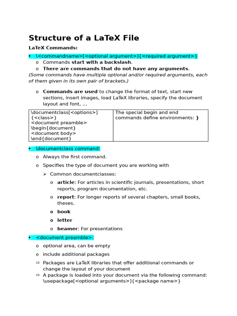 LaTeX File Structure Overview | PDF | Te X | Computing
