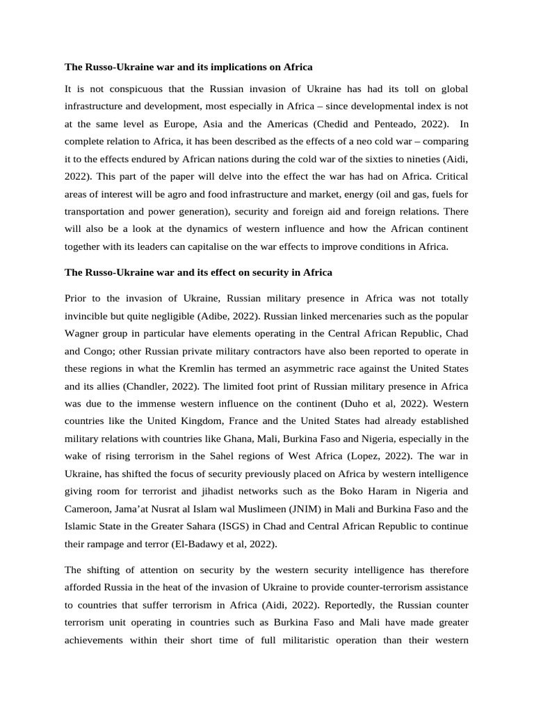 Impact of Russo-Ukraine War on Africa | PDF | Petroleum | Africa