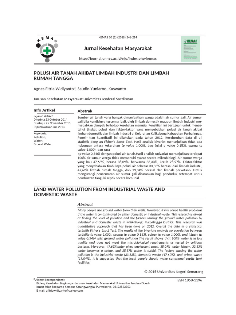 Jurnal Pencemaran Air Dan Tanah | PDF | Kesehatan Holistik | Sains ...