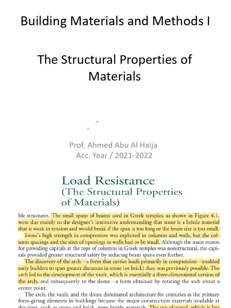 Building Materials and Methods I: The Structural Properties of ...