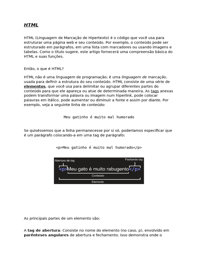 Introdução ao HTML: Estrutura e Elementos | PDF | Html | Elemento HTML