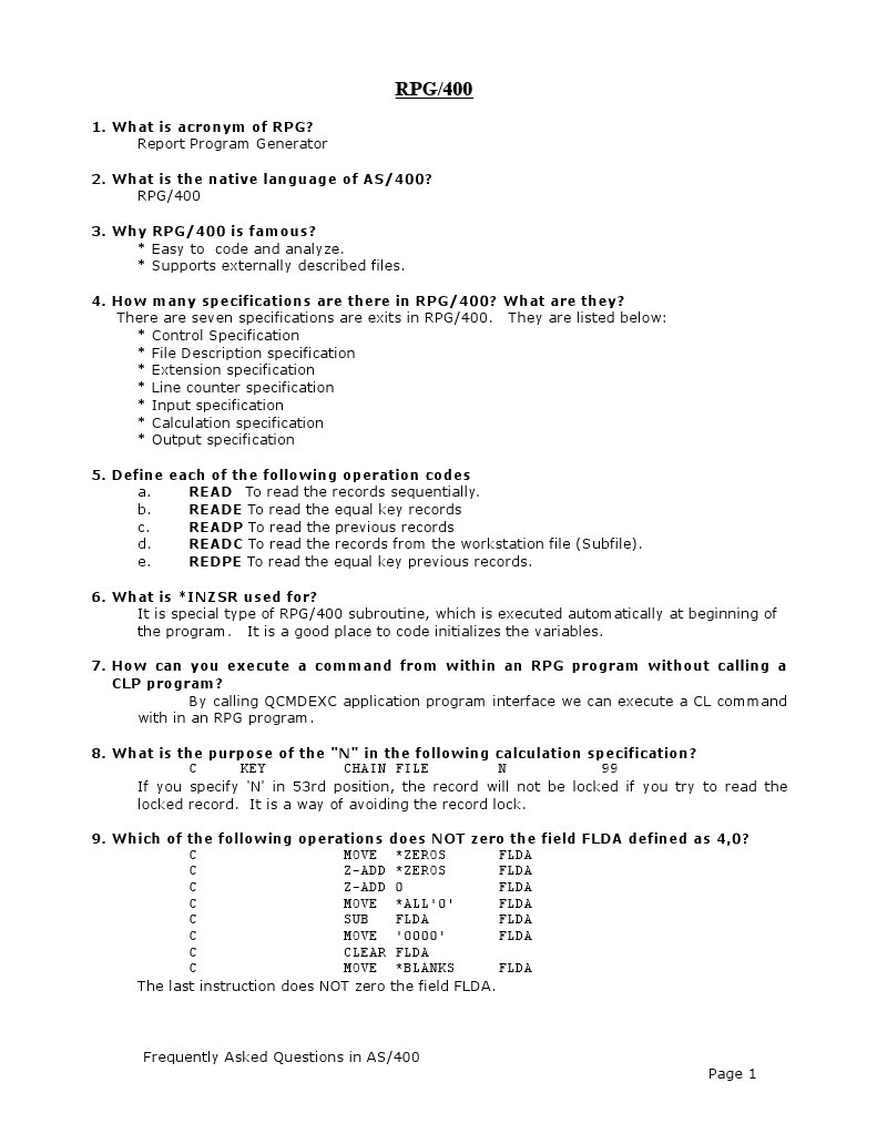 Rpg Ibm Rpg Subroutine