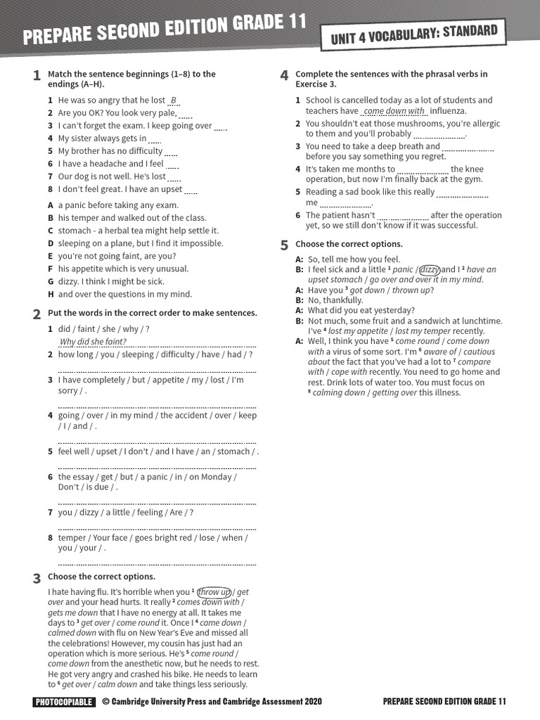 Prepare 11 Vocabulary Standard Unit 04 | PDF