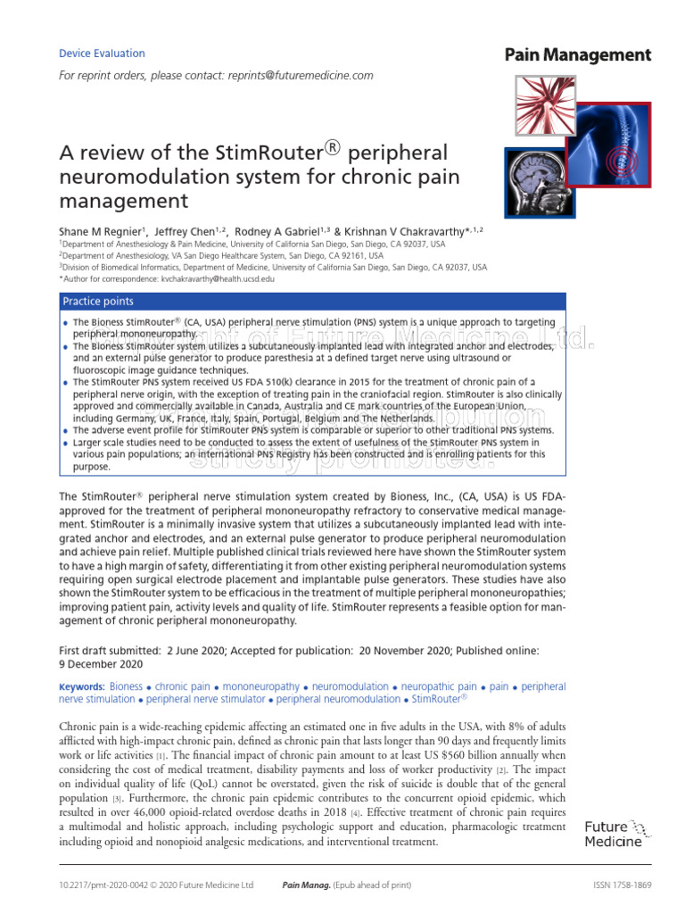 StimRouter PNS System for Chronic Pain | PDF | Peripheral Neuropathy | Pain