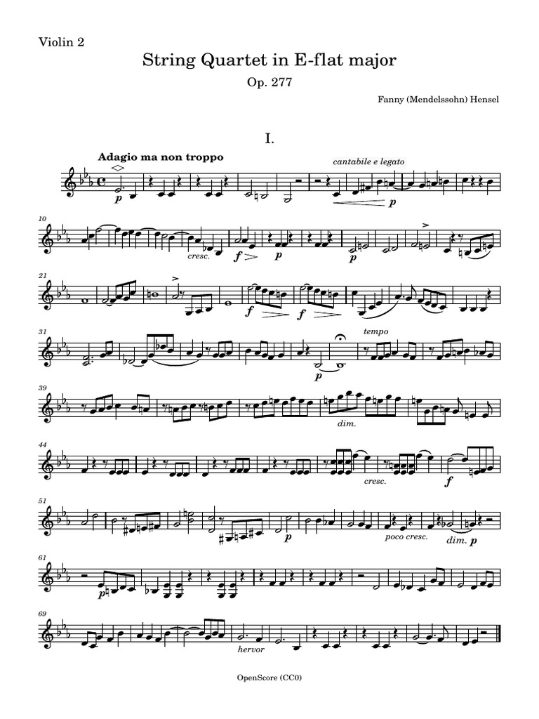 String Quartet in E-Flat Major Op.277 Fanny Hensel - Violin 2 PART ...